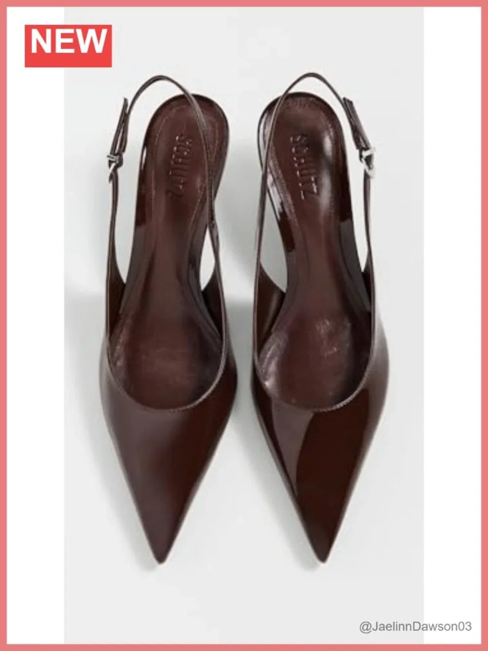 Kitten Heel Slingback Pointed Toe Leather Heels - Formal